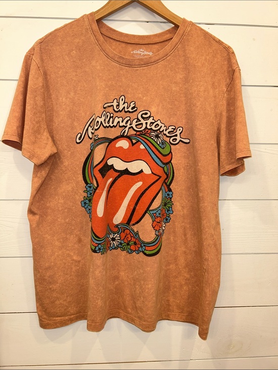 the Rolling Stones Tops - the Rolling Stones Orange Graphic Tongue Tee